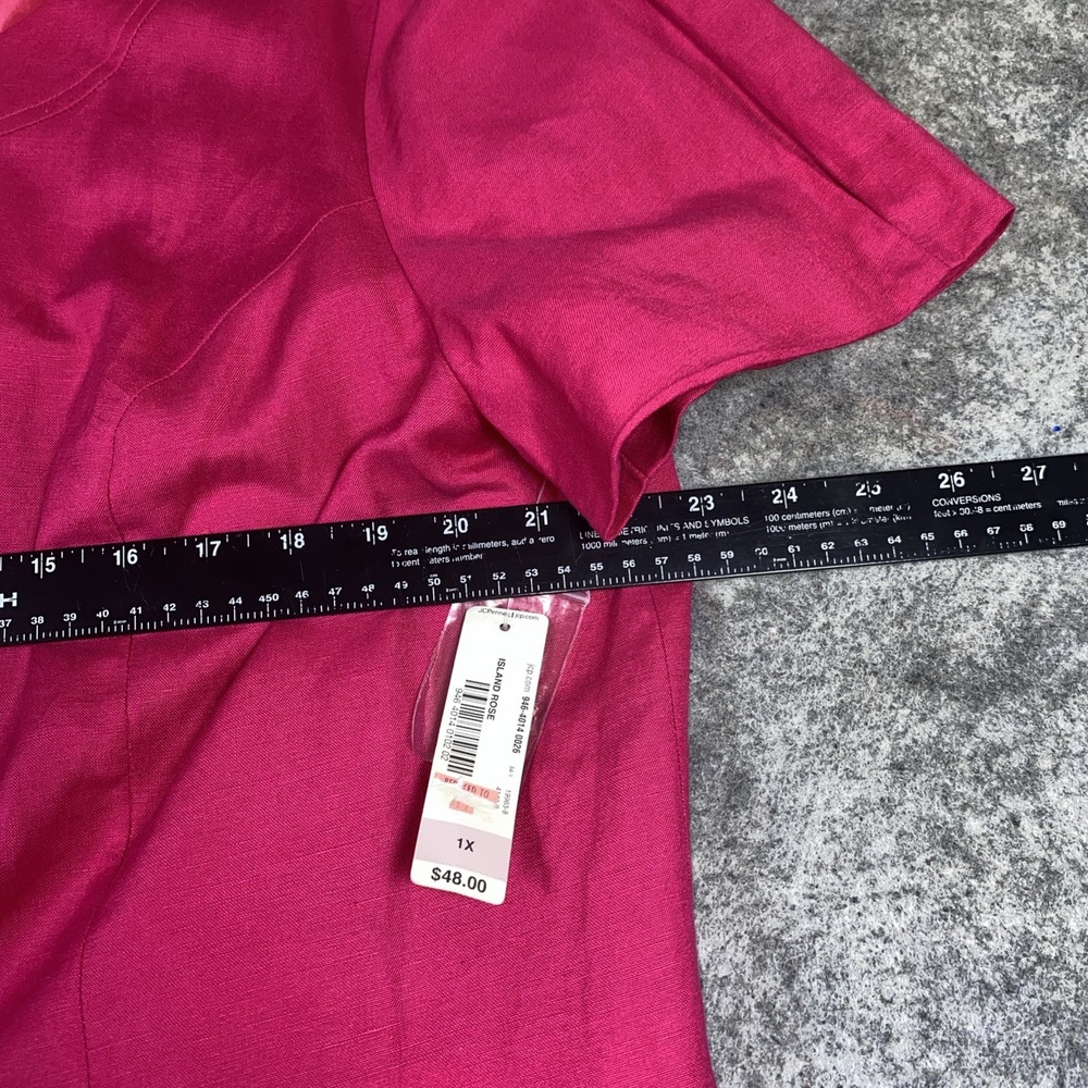New East 5th Summer Blazer Women's 1X Barbie Pink‎ Button Up Linen Blend Y2K - Picture 8 of 10